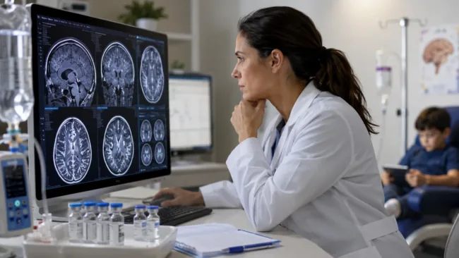Representative image: A pediatric neurology research setting highlights the clinical focus on tralesinidase alfa, enzyme replacement therapy, and long-term treatment advances for Sanfilippo syndrome type B.