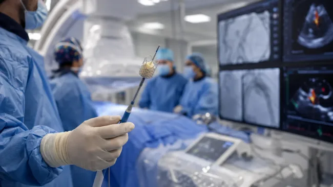 Representative image: A transcatheter aortic valve system in a modern cardiac catheterisation laboratory, highlighting Thubrikar Aortic Valve’s expanded Optimum TAVI CE Mark trial and European partnership with MAC’s MEDICAL Group.