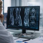 Representative image: A clinician reviews spinal imaging as Zetagen Therapeutics’ ZetaMet Phase 2a data highlights investigational progress in treating metastatic breast cancer patients with lytic bone lesions.