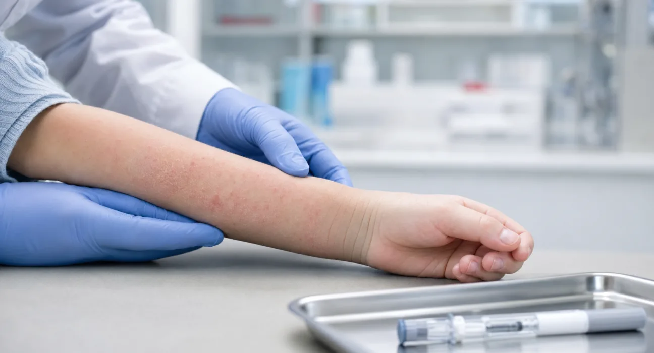 Paediatric atopic dermatitis assessment as Almirall’s Ebglyss label-expansion filing enters European Medicines Agency review. Representative image.