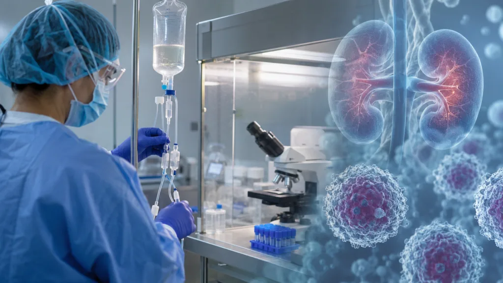 AbelZeta’s FDA-cleared registrational Phase II trial will evaluate the investigational dual-target CAR-T therapy C-CAR168 in patients with refractory lupus nephritis. Representative image.