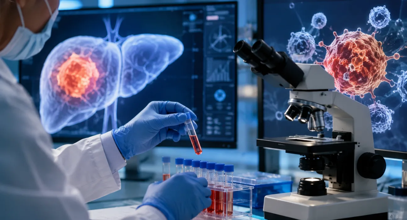 Laboratory research into AbelZeta Pharma’s C-CAR031 armored GPC3 CAR-T therapy highlights the emerging potential and durability challenges of cellular treatment for advanced hepatocellular carcinoma. Representative image.