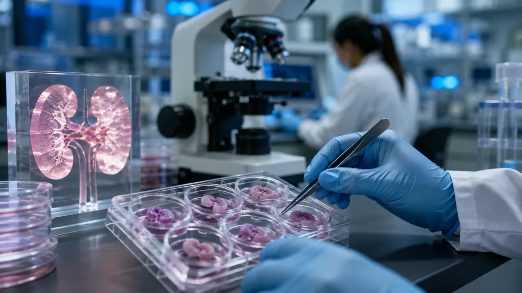 AcroCyte Therapeutics is advancing scalable human kidney organoid research through its ARPA-H-funded RACE programme, targeting new manufacturing capabilities for regenerative medicine and bioartificial kidney development. Representative image.