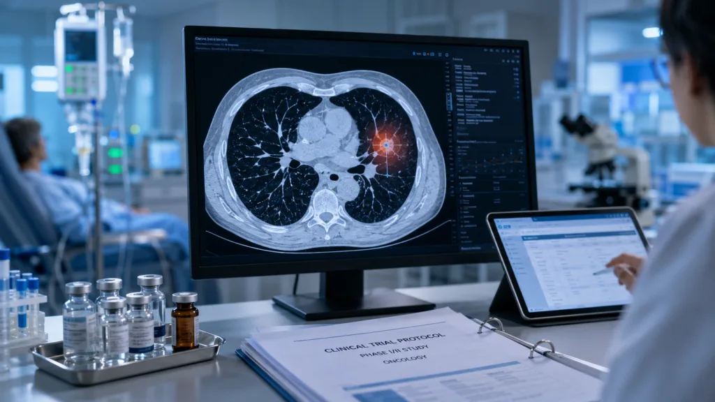 Akeso has dosed the first patient in a Phase Ib/II study evaluating the HER3 antibody-drug conjugate AK138D1 with ivonescimab in advanced non-small cell lung cancer. Representative image.