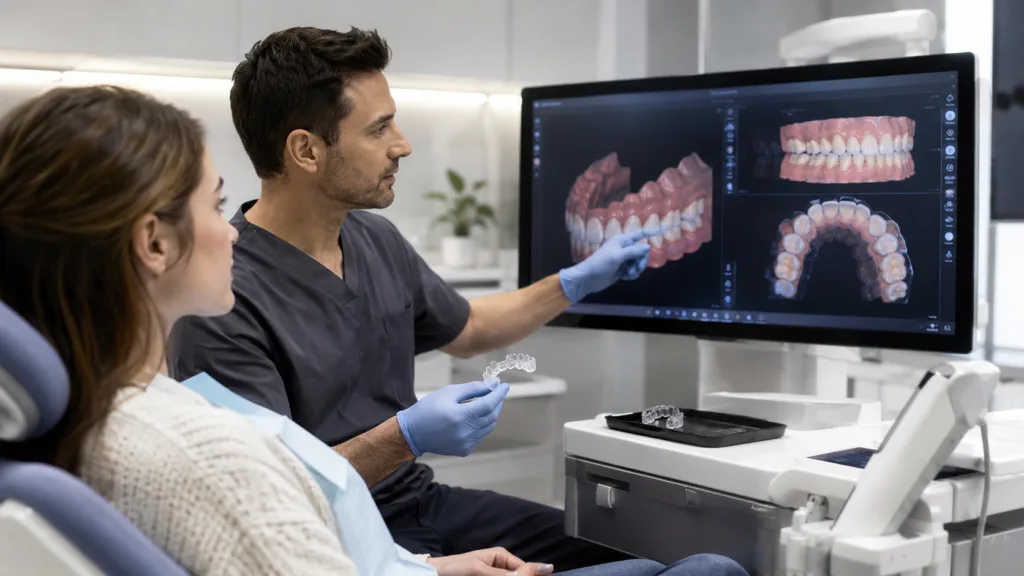 Align Technology’s latest Invisalign digital platform innovations connect AI-assisted diagnostics, 3D treatment planning and patient engagement across modern dental workflows. Representative image.