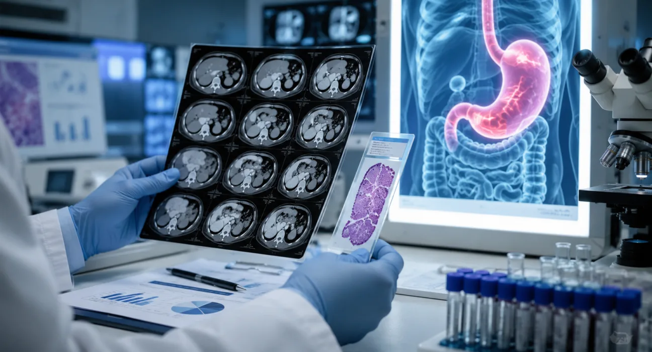AstraZeneca’s investigational CLDN18.2 antibody-drug conjugate sonesitatug vedotin improved overall survival in a Phase 3 trial involving previously treated advanced gastric and gastroesophageal junction cancers, although the progression-free survival endpoint was not statistically significant. Representative image.