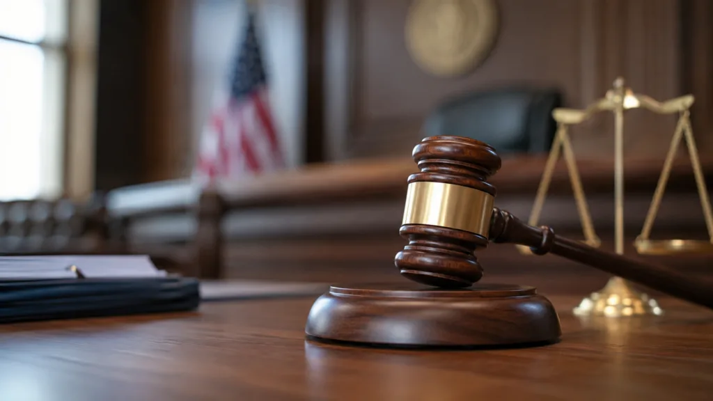 A courtroom gavel symbolises the $4 million Biohaven and Yale University trade secret verdict involving Avilar Therapeutics, RA Capital Management and the MODA protein degradation platform. Representative image.