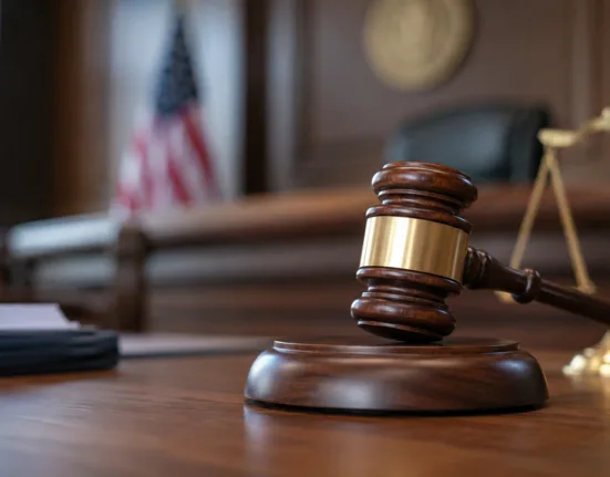 A courtroom gavel symbolises the $4 million Biohaven and Yale University trade secret verdict involving Avilar Therapeutics, RA Capital Management and the MODA protein degradation platform. Representative image.