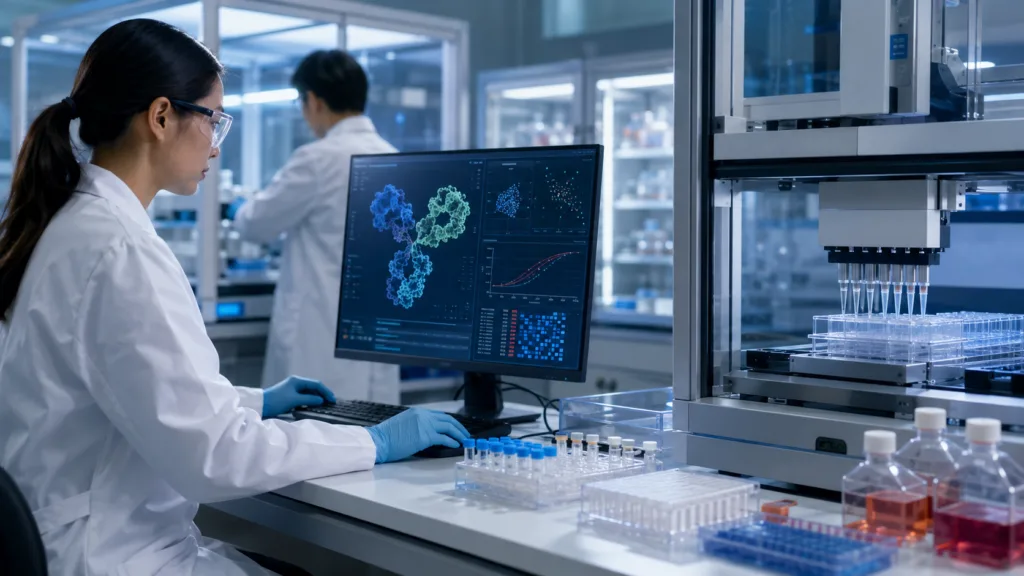 Biointron’s RushData platform combines AI-driven antibody discovery, high-throughput laboratory testing and rapid CHO cell expression to help researchers evaluate promising biologic candidates faster. Representative image.