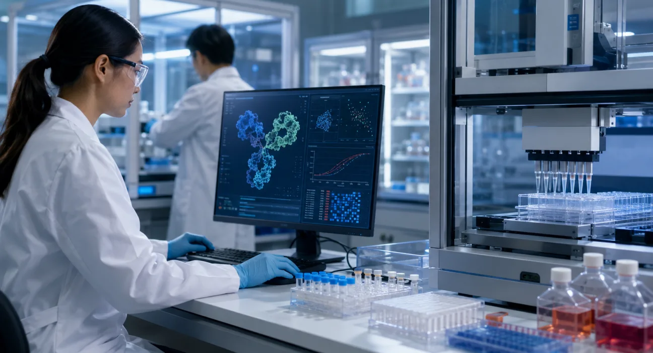 Biointron’s RushData platform combines AI-driven antibody discovery, high-throughput laboratory testing and rapid CHO cell expression to help researchers evaluate promising biologic candidates faster. Representative image.