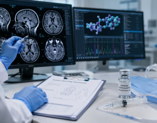 Representative image: A neurological research team reviews brain scans and antisense therapy data as CAMP4 Therapeutics $CAMP prepares to begin the first human CMP-002 trial for SYNGAP1-related disorder.