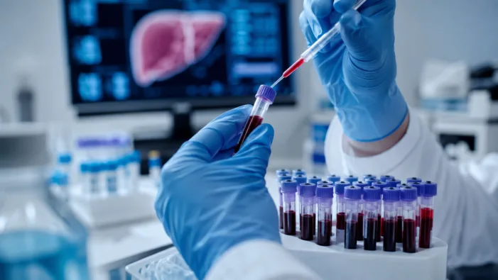 Representative image: Laboratory researchers handle blood samples during chronic hepatitis B drug development, reflecting Brii Bio’s Phase 2b ENRICH and ENHANCE results for BRII-179, elebsiran and pegylated interferon alfa. Why Brii Bio’s BRII-179 sequencing data could reshape hepatitis B combination treatment