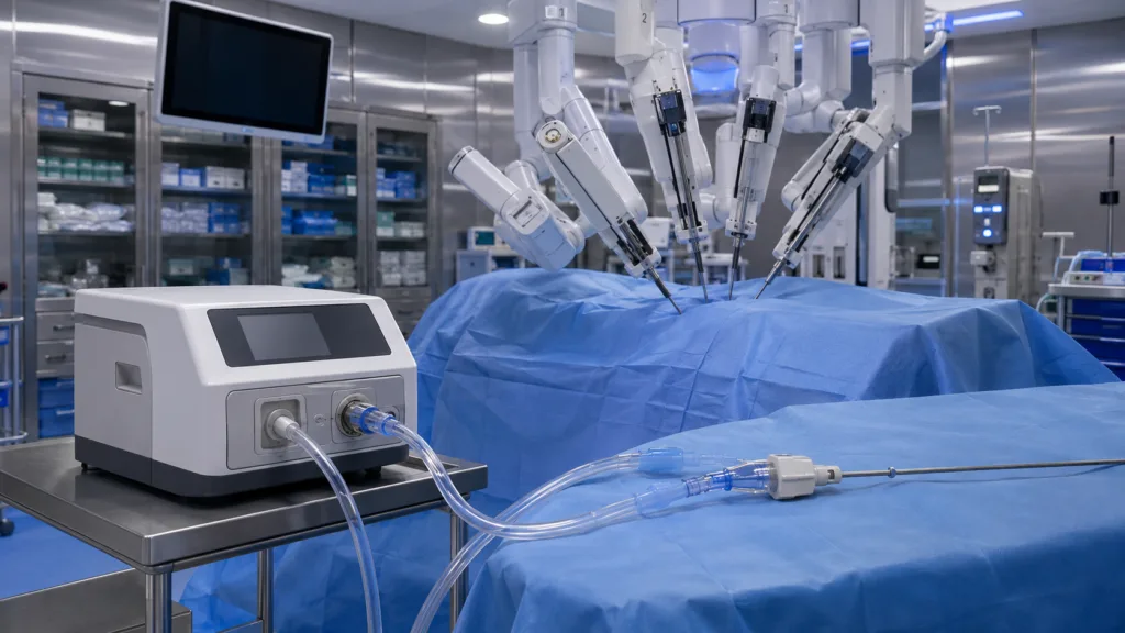 CONMED expands AirSeal Robotic Solution compatibility to Intuitive Surgical’s da Vinci 5 hex cannula, strengthening its position in robotic surgery workflows. Representative image.
