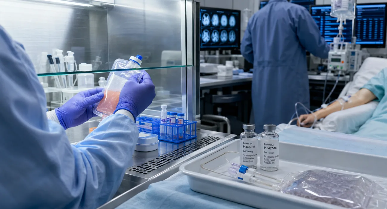 Representative image: Researchers prepare a personalized cancer cell therapy as Diakonos Oncology begins testing DOC1021 in patients with refractory melanoma that progressed after anti-PD-1 immunotherapy.