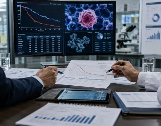 Representative image: Corporate and clinical teams review melanoma trial data as Scancell moves to acquire Neuphoria Therapeutics $NEUP and secure up to $89 million to fund the Phase 3 iSCIB1+ immunotherapy program.