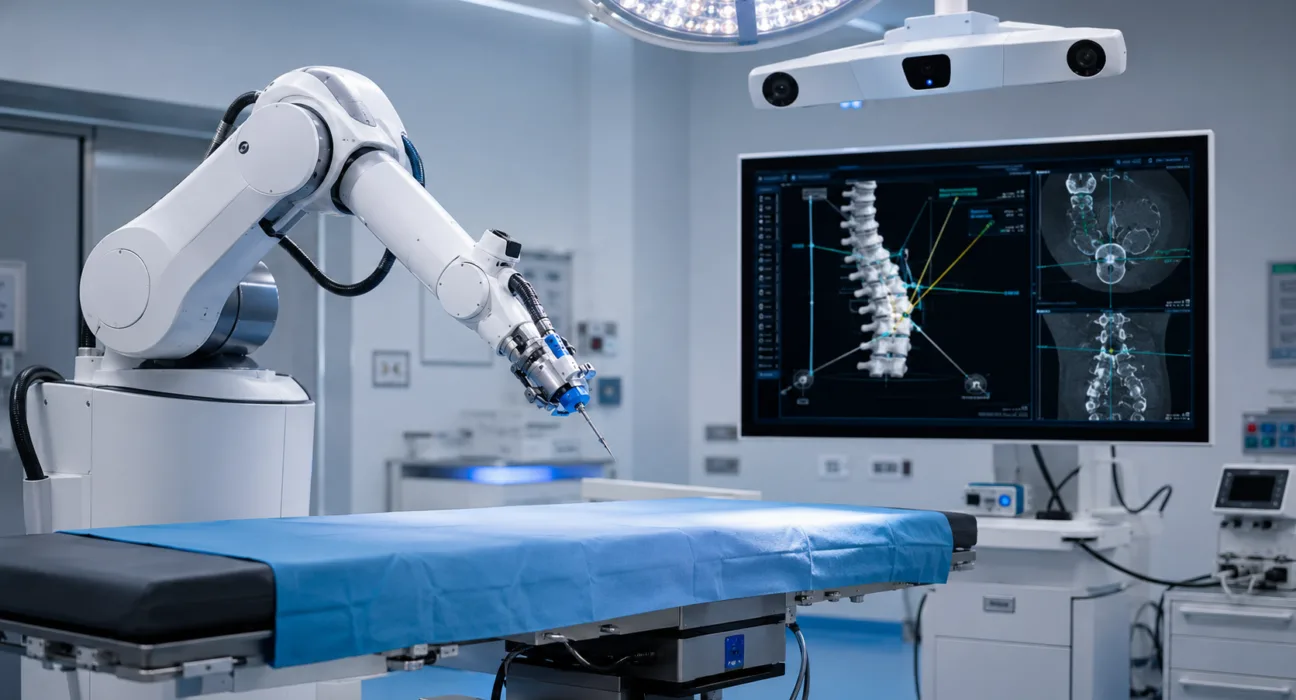 Demetra and Masmec Biomed are collaborating to advance AI-powered surgical navigation and robotics as part of a wider integrated spine surgery technology ecosystem. Representative image.