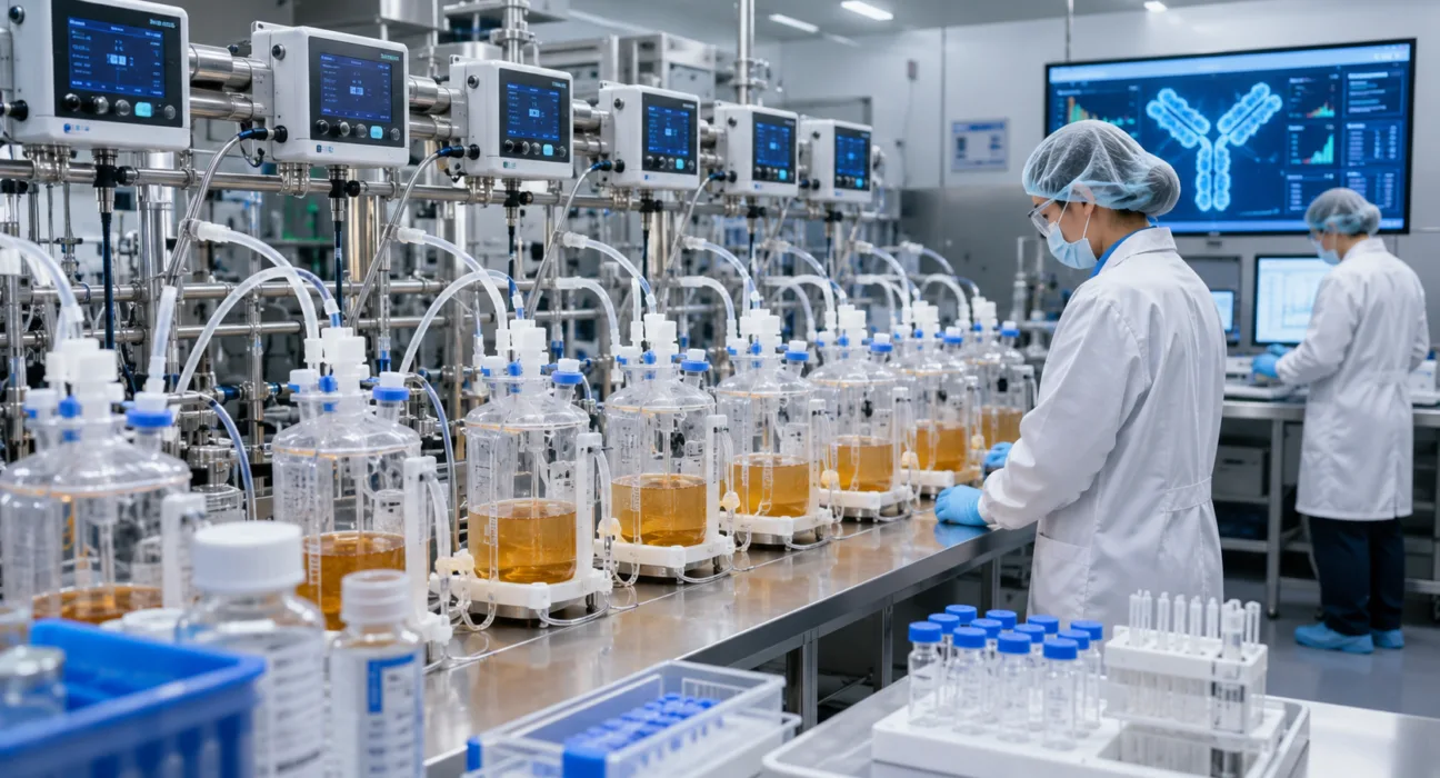 Evoworks Bio’s BARDA-backed VANGUARD project will evaluate whether modular cell-culture technology can enable faster, scalable production of critical antibody biologics. Representative image.