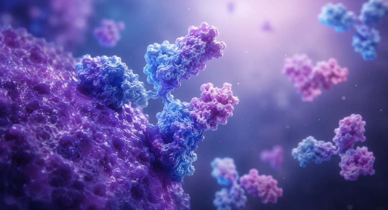 A molecular illustration of antibody activity highlights argenx SE’s $2.2 billion acquisition of Forte Biosciences and the addition of investigational anti-CD122 antibody FB102 to its immunology pipeline. Representative image.