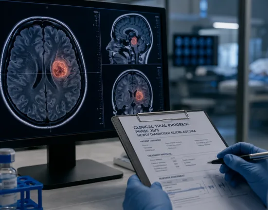 Laminar Pharma’s LAM561 Phase 2b/3 glioblastoma trial has completed its final patient visit, moving the investigational therapy toward a pivotal overall survival readout expected in 2027. Representative image.