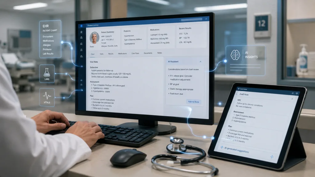Redox and Lapsi Health are integrating the Keikku clinical AI platform with electronic health record workflows to support connected documentation, clinical data access and digital auscultation. Representative image.