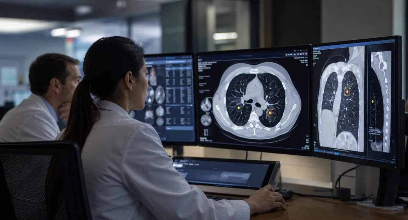 Median Technologies and Olea Medical are partnering to expand commercial deployment of eyonis LCS, an artificial intelligence-assisted lung cancer screening platform designed to support radiologists reviewing low-dose chest computed tomography scans. Representative image.