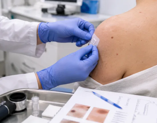 Representative image: A clinician applies a microneedle skin patch as Medicus Pharma $MDCX advances its SkinJect treatment into an FDA-cleared Phase 2b study for basal cell carcinomas in Gorlin syndrome.