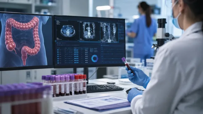 Representative image: A clinical laboratory workflow for Signatera molecular residual disease testing, which may help identify chemotherapy survival benefit after colorectal liver metastasis surgery.