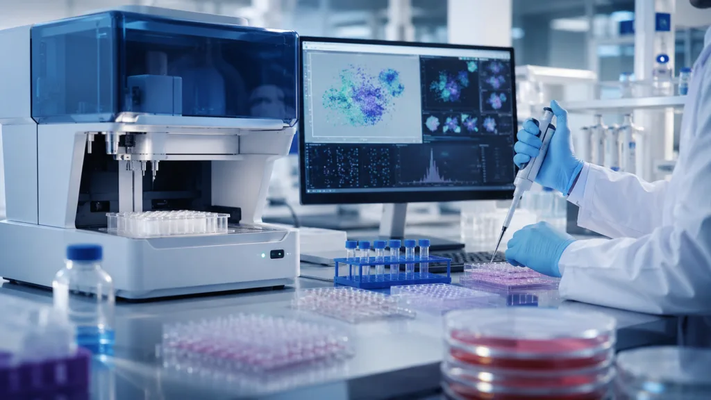 Nova Biomedical’s addition of NanoCellect cell sorting technology could support more integrated cell line development by connecting single-cell isolation, clonality verification and bioprocess analytics. Representative image.
