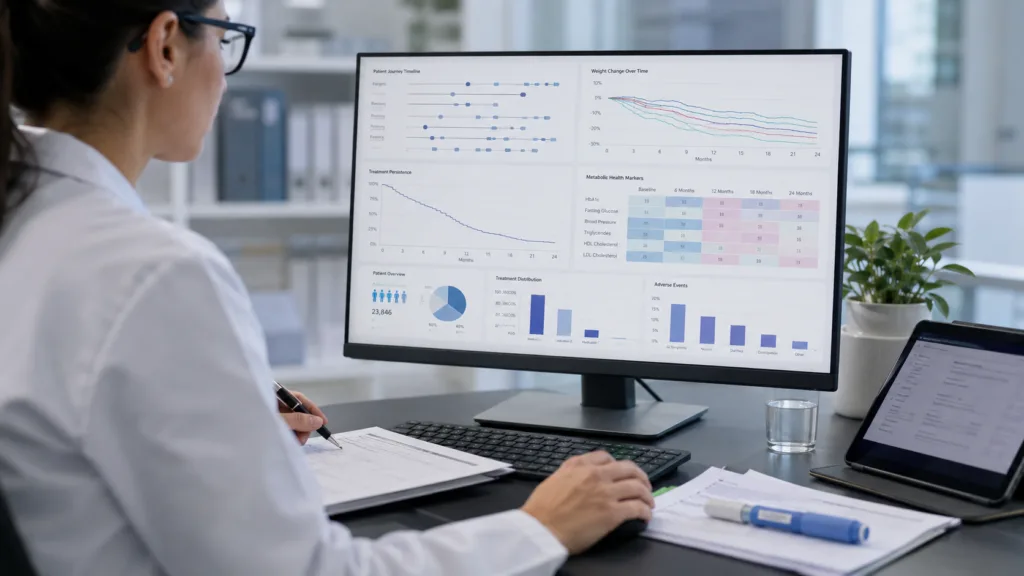 Novellia’s GLP-1 and Metabolic Health Registry aims to track weight outcomes, treatment persistence and coverage disruptions across complex patient journeys, addressing evidence gaps left by traditional healthcare datasets. Representative image.