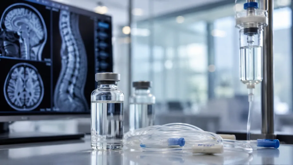 Representative image: Biologic vial and infusion setup for multiple sclerosis care, highlighting Teva Pharmaceutical Industries’ Polpharma Biologics deal for a proposed ocrelizumab biosimilar.