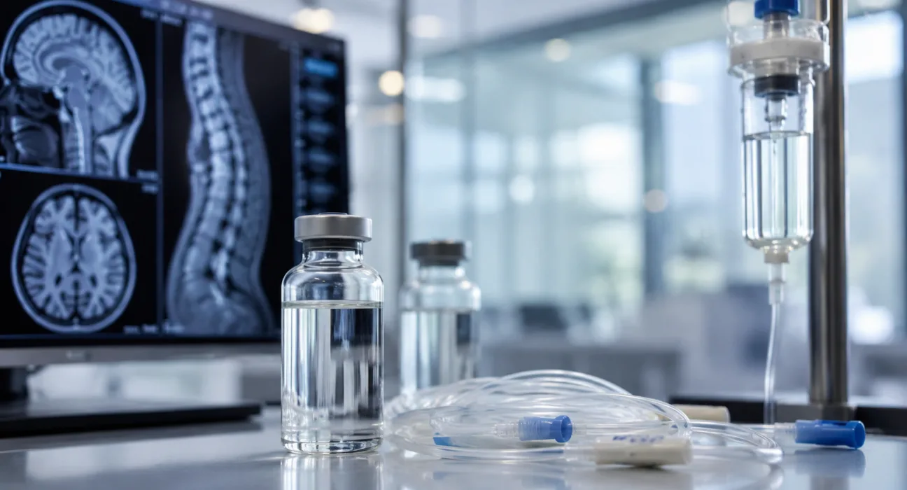 Representative image: Biologic vial and infusion setup for multiple sclerosis care, highlighting Teva Pharmaceutical Industries’ Polpharma Biologics deal for a proposed ocrelizumab biosimilar.