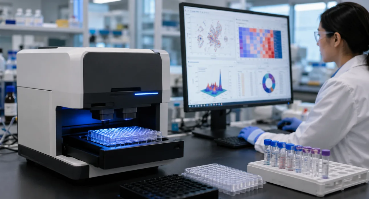 Pictor’s new PictImager targets faster, more practical multiplex protein analysis by combining 96-well assay imaging with automated biomarker data processing for research laboratories. Representative image.