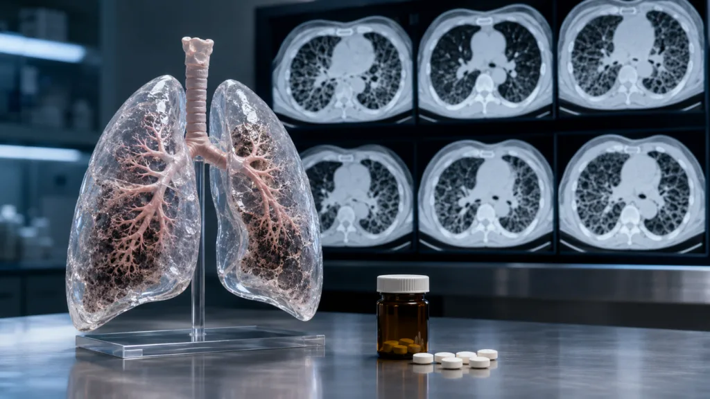Representative image: Celea Therapeutics has dosed the first patient in the Phase 3 SURPASS-IPF trial testing deupirfenidone against pirfenidone for idiopathic pulmonary fibrosis.