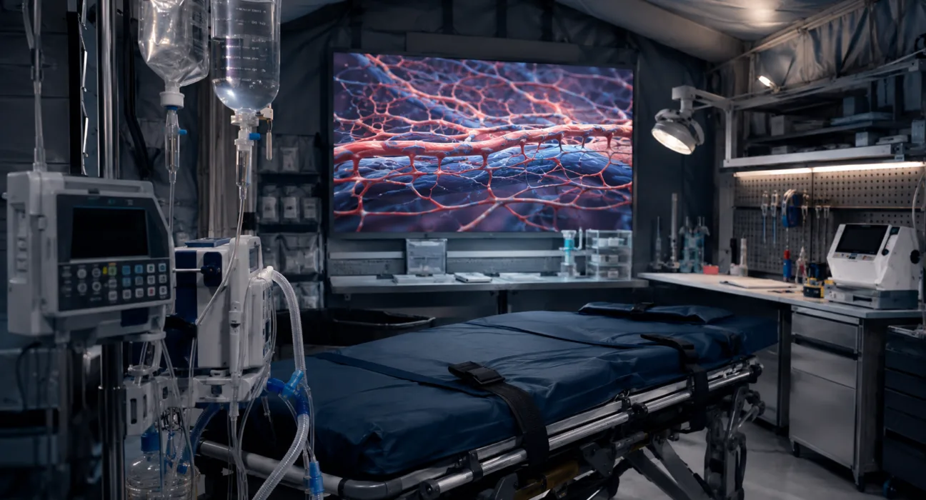 Vasomune Therapeutics is advancing Pegevongitide AV-001 as a potential vascular leak treatment for severe burns, shock, ARDS and combat-related injuries. Representative image.