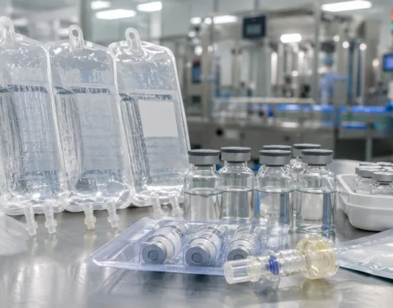 IV bags, medication vials and sterile manufacturing equipment illustrate the critical-care product collaboration announced by Vector Science & Therapeutics, LyoGenesis Plus and Wynn Pharmaceuticals. Representative image.
