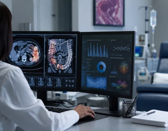 Representative image: Clinical analytics and gastrointestinal imaging scene reflecting Seres Therapeutics’ SER-155 data in checkpoint inhibitor-related enterocolitis and the emerging role of microbiome therapeutics in cancer supportive care.