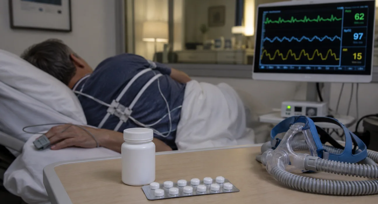Representative image: A monitored sleep study and oral medication illustrate Incannex Healthcare’s DReAMzz Phase 2 screening program as the company refines IHL-42X dosing before a planned Phase 3 obstructive sleep apnea trial.