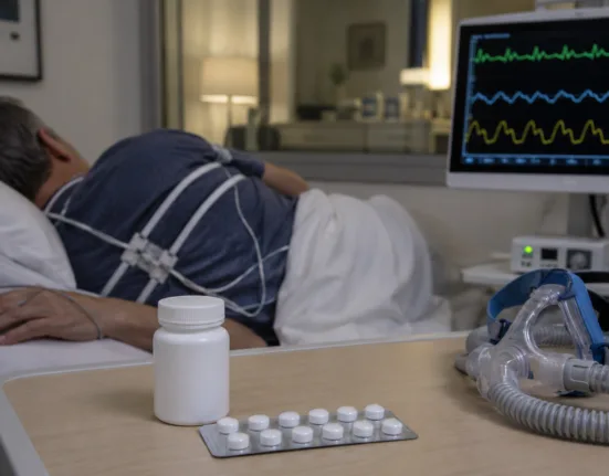 Representative image: A monitored sleep study and oral medication illustrate Incannex Healthcare’s DReAMzz Phase 2 screening program as the company refines IHL-42X dosing before a planned Phase 3 obstructive sleep apnea trial.