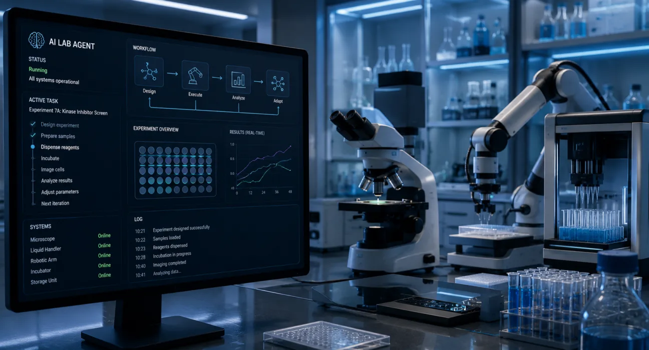 Artificial intelligence agents could reshape drug discovery by directly controlling microscopes, liquid handlers, robotic arms and other laboratory equipment, creating a pathway toward autonomous labs that can design, execute and refine experiments around the clock. Representative image.