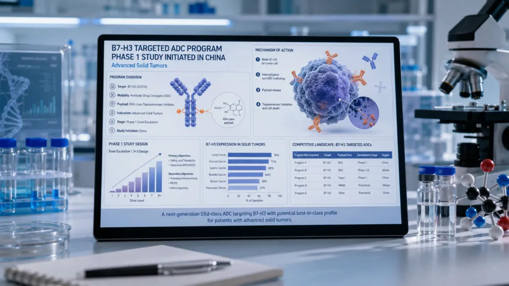 China has cleared Akeso’s AK157D1 for Phase 1 testing in advanced solid tumors, adding a DXd-class B7-H3 antibody-drug conjugate programme to an increasingly competitive oncology target already attracting late-stage ADC development. Representative image.