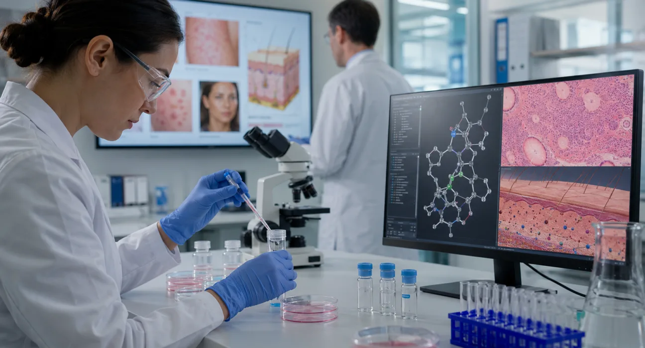 Almirall’s collaboration with CrystalO targets novel ion-channel small molecules for medical dermatology, expanding the company’s drug discovery strategy and early-stage dermatology pipeline. Representative image.