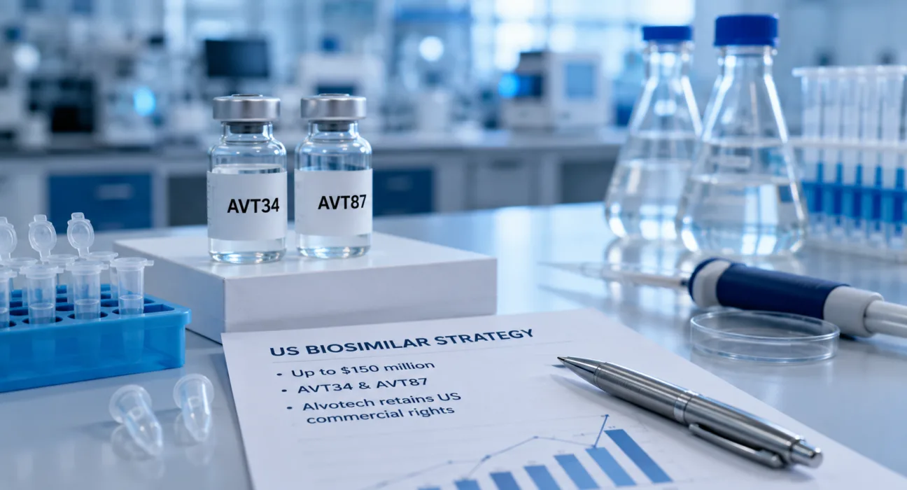 Alvotech can receive up to about $150 million while retaining US commercialization rights to biosimilar candidates AVT34 and AVT87, marking a strategic shift in how the company approaches the American biosimilars market. Representative image.