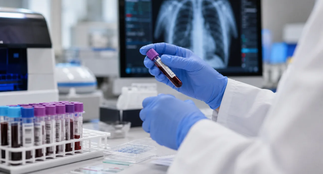 Laboratory analysis of a blood sample illustrates Cizzle Bio’s collaboration with BioBridge Global to expand access to the CIZ1B early lung cancer detection test across South Texas. Representative image.
