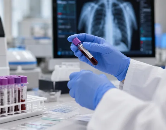 Laboratory analysis of a blood sample illustrates Cizzle Bio’s collaboration with BioBridge Global to expand access to the CIZ1B early lung cancer detection test across South Texas. Representative image.