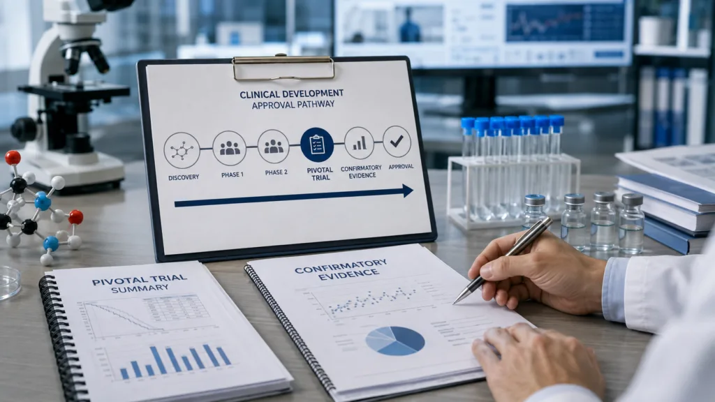 The FDA’s Operation TrialBlazer framework could allow some biotechnology companies to pursue drug approval using one rigorous pivotal trial backed by strong confirmatory evidence, potentially reshaping clinical development timelines for rare diseases and precision medicines. Representative image.