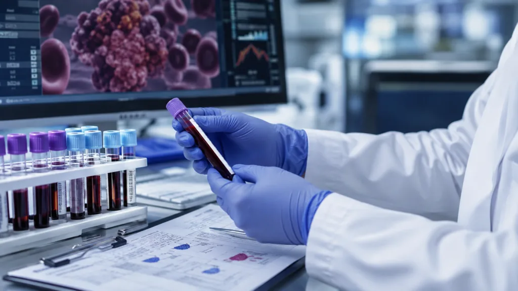 Representative image: Laboratory blood analysis illustrating Cadrenal Therapeutics’ CAD-1005 program as the company gains FDA alignment for a Phase 3 trial targeting thromboembolic complications in heparin-induced thrombocytopenia.