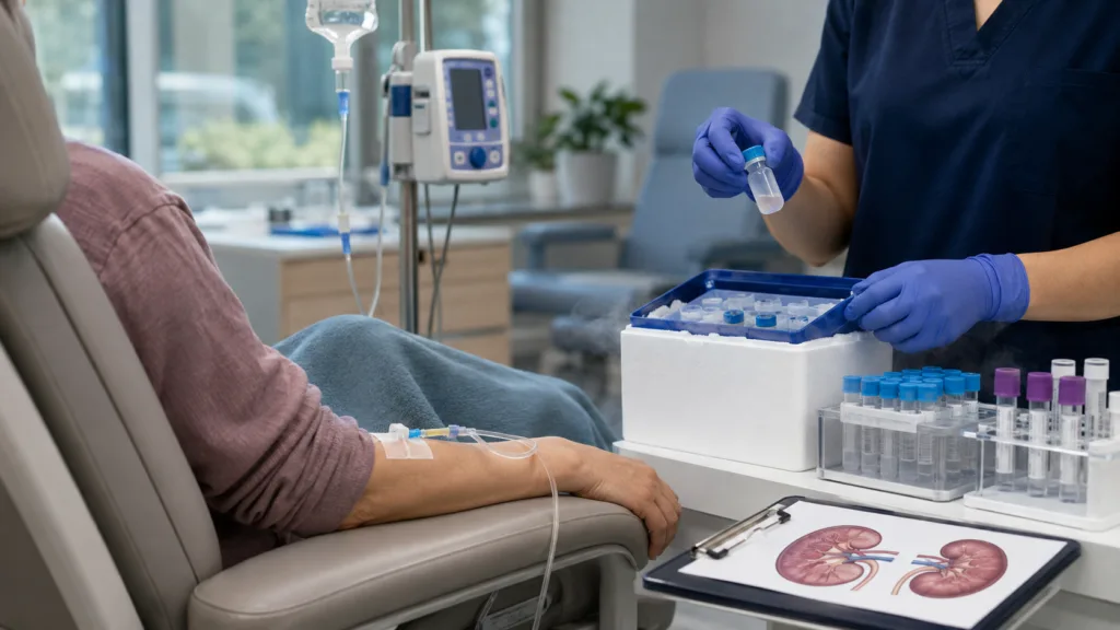 A representative image illustrating Fate Therapeutics’ FT819 lupus nephritis program as the off-the-shelf CAR T-cell therapy enters the potentially registrational RECLAIM-LN Phase 2 trial with outpatient same-day dosing.