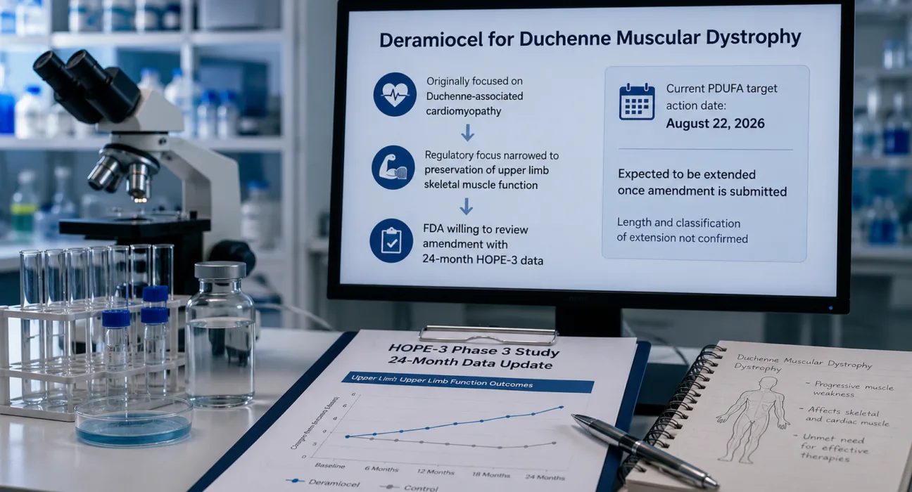 Capricor Therapeutics’ deramiocel remains under active FDA review after the regulator agreed to consider 24-month HOPE-3 data, with the company now focusing its Duchenne muscular dystrophy case on preservation of upper limb skeletal muscle function. Representative image.