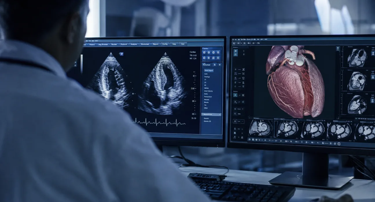 Representative image: Cardiac imaging and hypertrophic cardiomyopathy assessment as Cytokinetics reports positive Phase 3 ACACIA-HCM results for aficamten, supporting a planned FDA filing in symptomatic non-obstructive HCM.