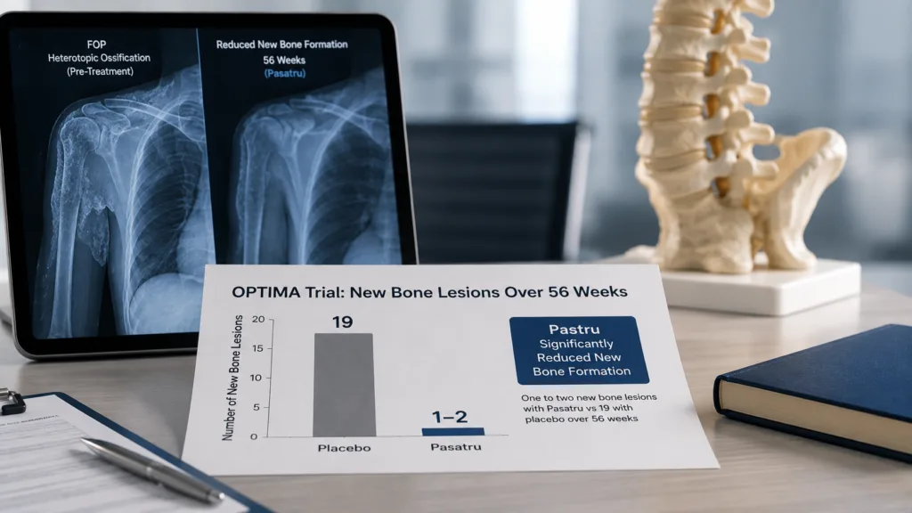 FDA approval gives adults with fibrodysplasia ossificans progressiva another treatment option after the OPTIMA study recorded just one to two new bone lesions with Pasatru versus 19 with placebo over 56 weeks. Representative image.